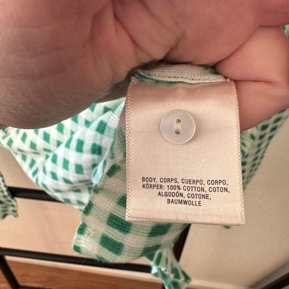 Anthropologie Moth Green Gingham Lightweight Cardigan - Picture 4 of 9